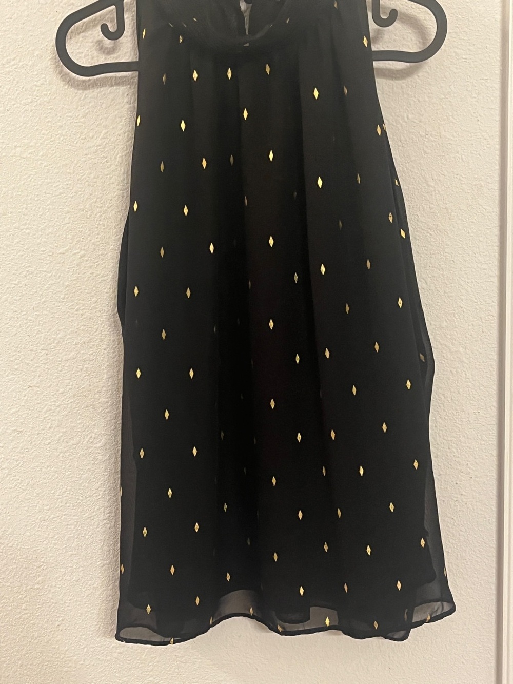 Zac & Rachel Woman 1X Black Gold Metallic Halter Blouse Dressy Plus Size